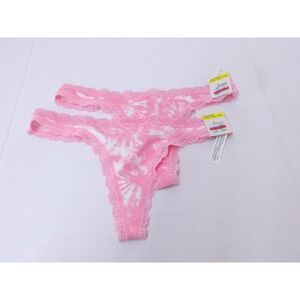Jenni Medium Core Panty Tags 2 Pack Pink Tie Dye Lace Trim Thong /‎ #9213